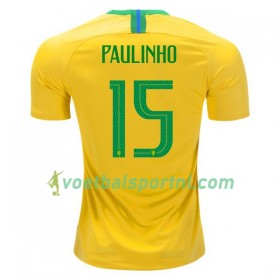 Brazilië Paulinho 15 Thuis Shirt WK voetbal 2018